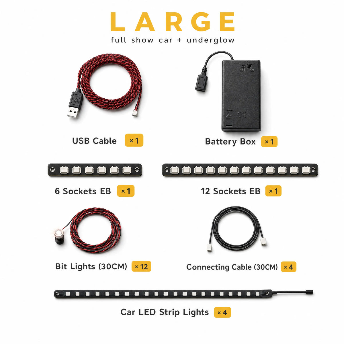Custom Car Lighting Kit for LEGO® — Large contents