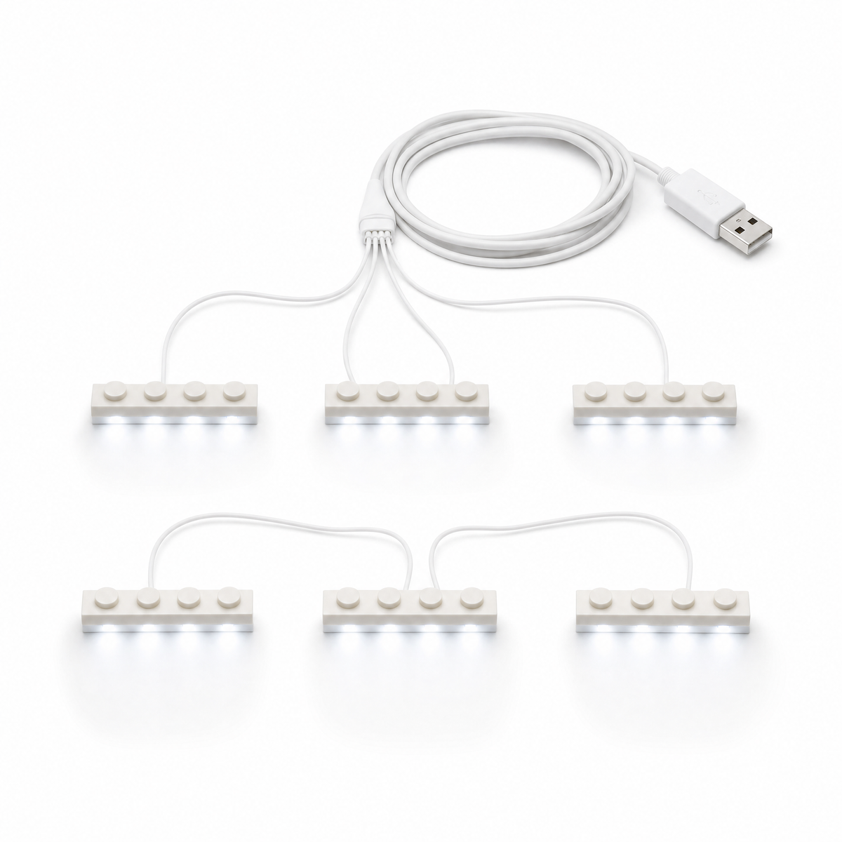 White 6 in 1 USB LED Light Kit