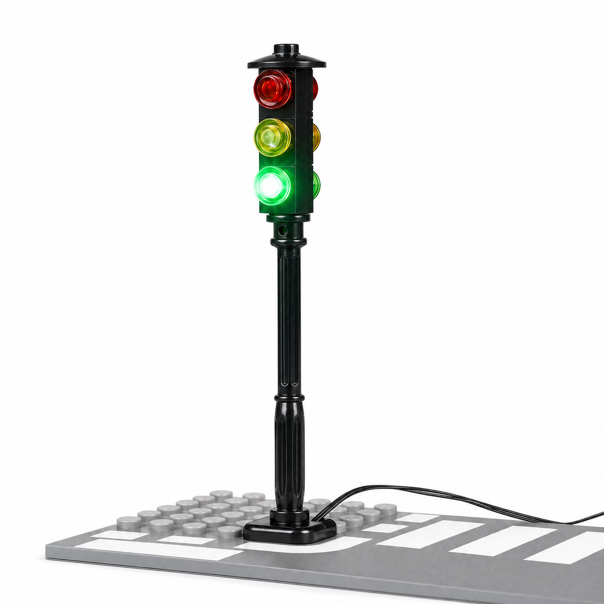 LEGO city traffic light with green lit