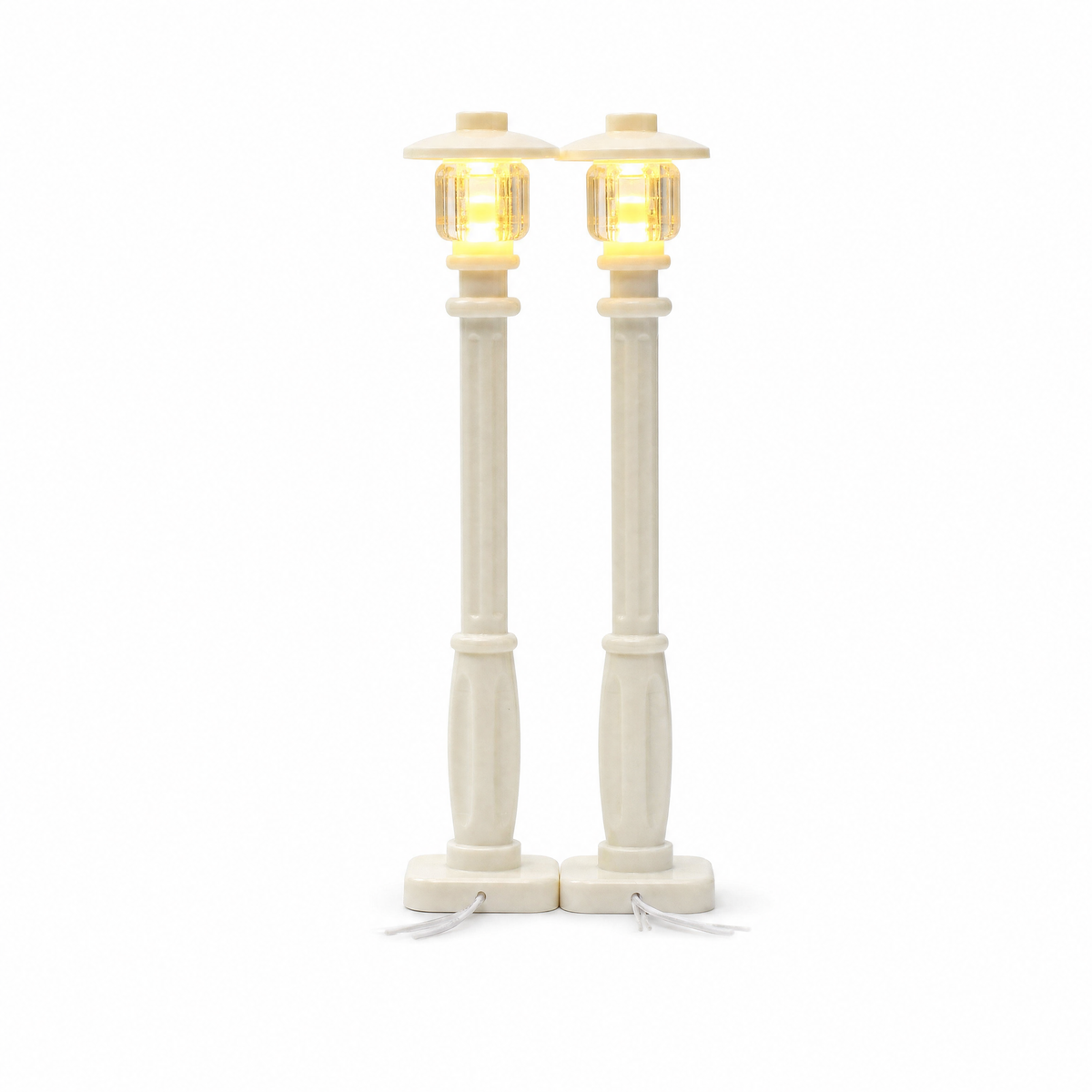 Two LED lamp posts warm yellow for LEGO