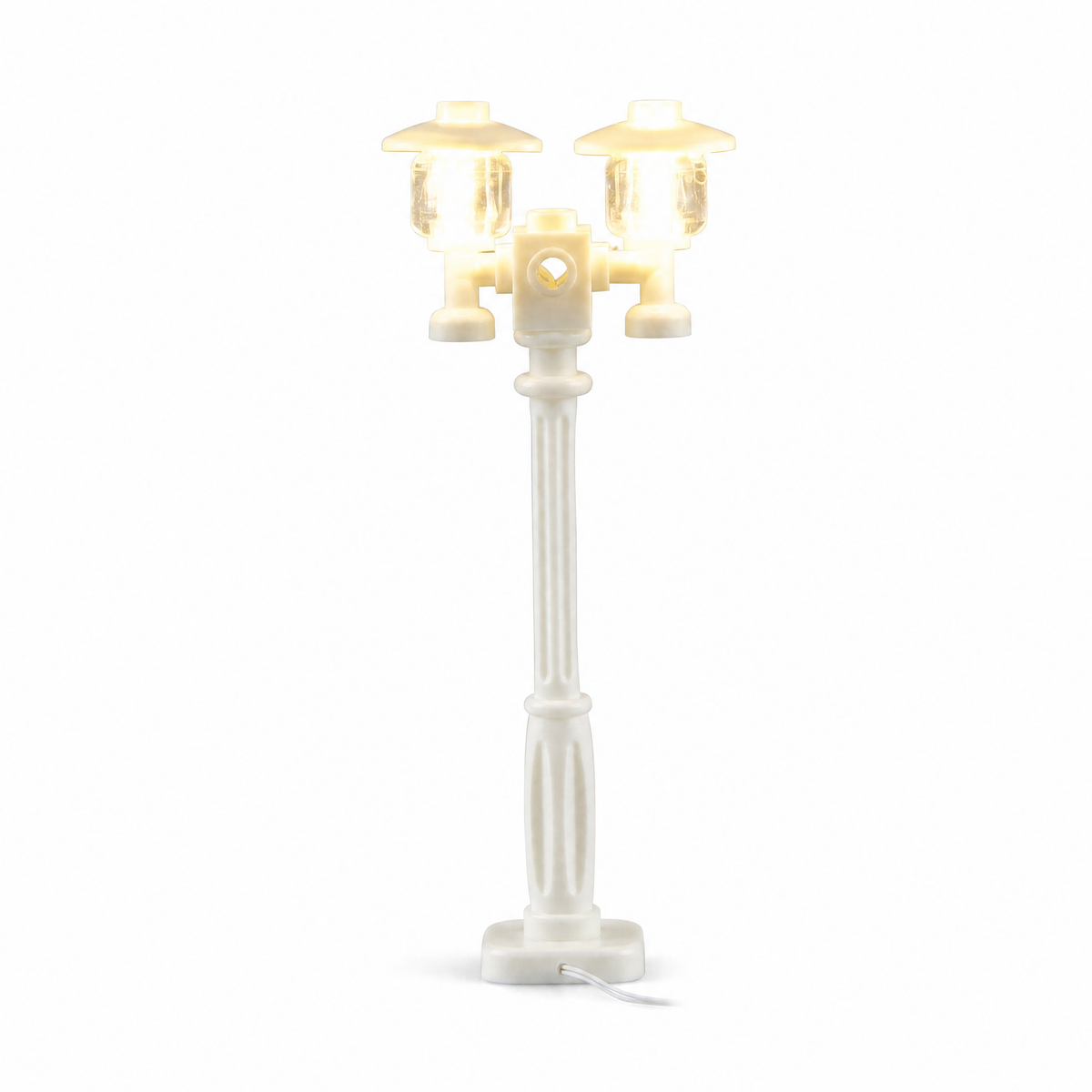 Double LED lamp post warm yellow for LEGO