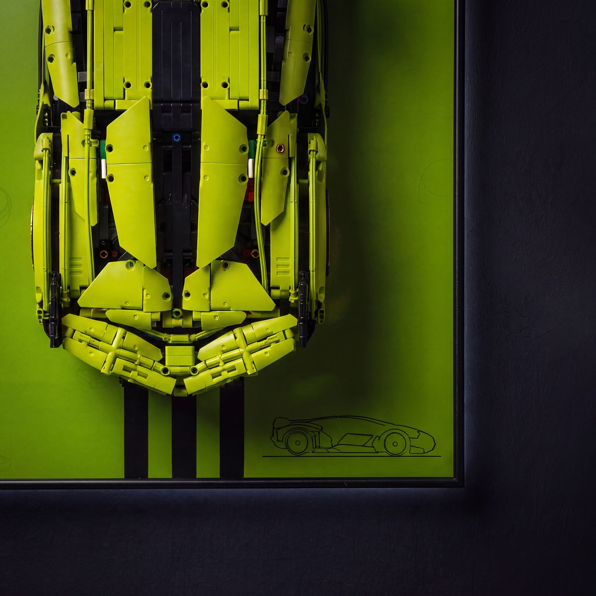 Display wall-mount for LEGO Technic Lamborghini Sian 42115 - macro detail