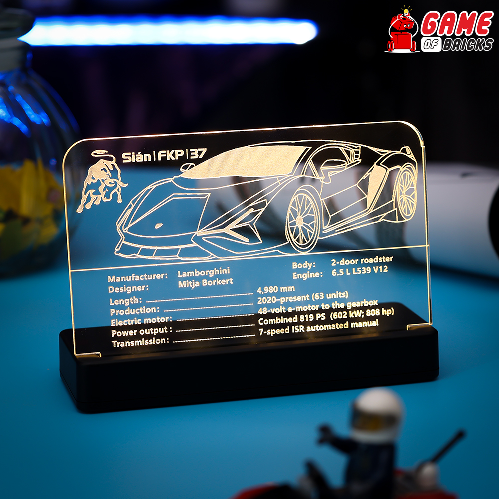 LED Nameplate for LEGO Lamborghini Sián FKP 37 42115