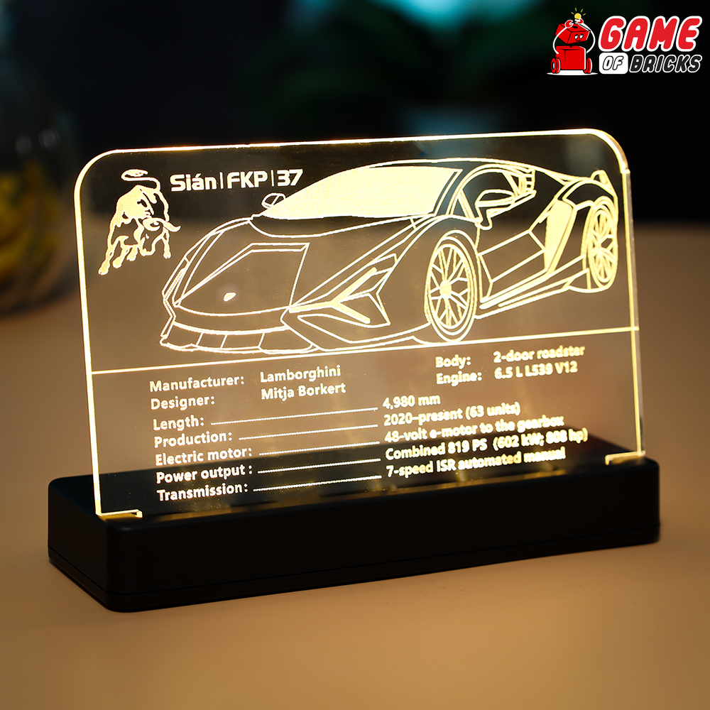 LED Nameplate for LEGO Lamborghini Sián FKP 37 42115