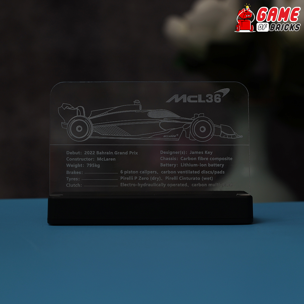 LED Nameplate for LEGO McLaren Formula 1 Race Car 42141