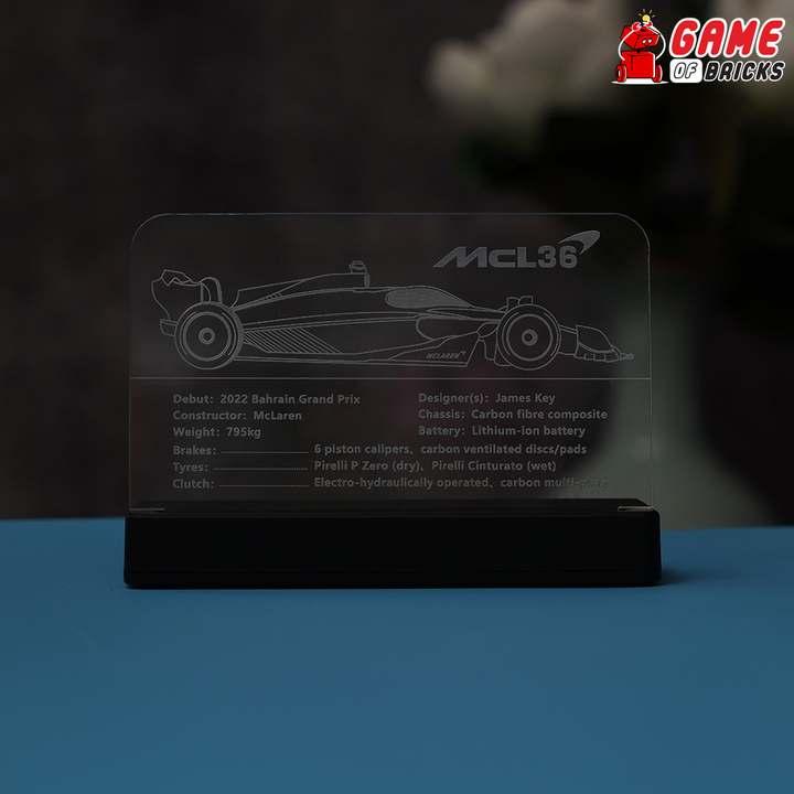 LED Nameplate for LEGO McLaren Formula 1 Race Car 42141