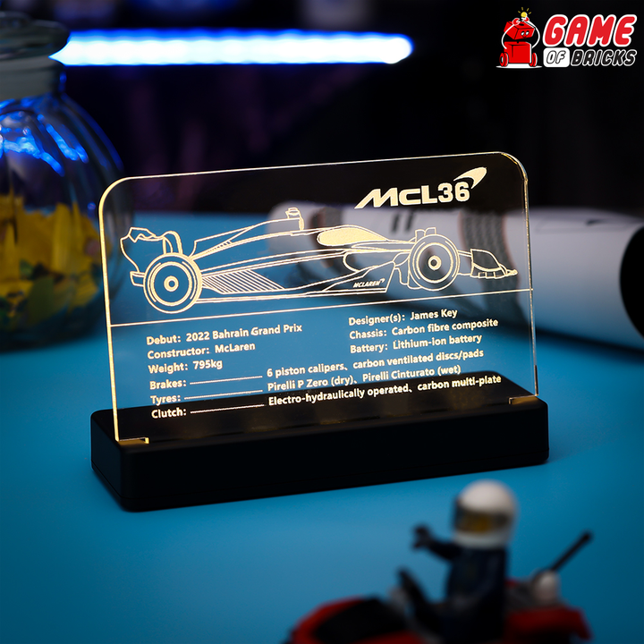 LED Nameplate for LEGO McLaren Formula 1 Race Car 42141