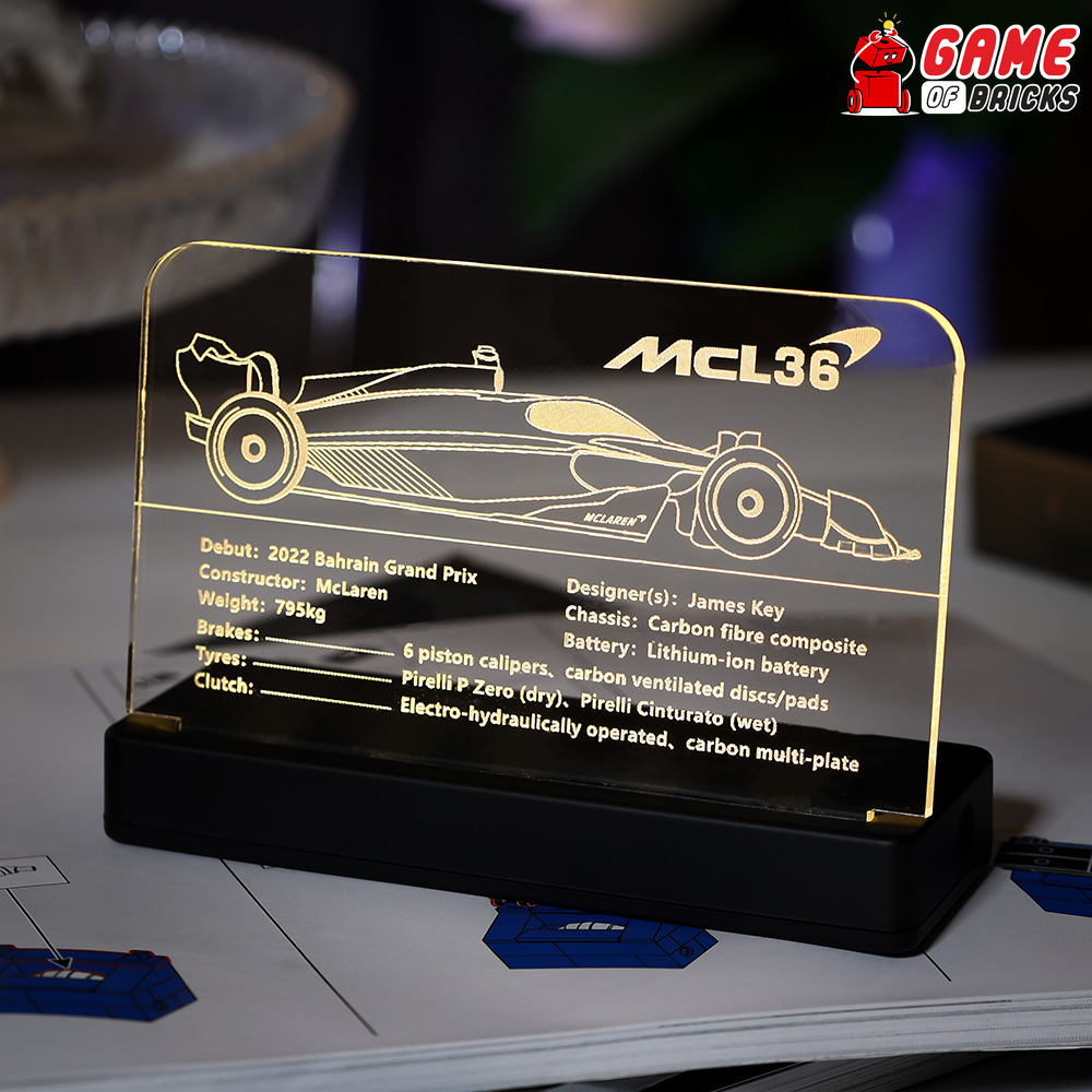 LED Nameplate for LEGO McLaren Formula 1 Race Car 42141