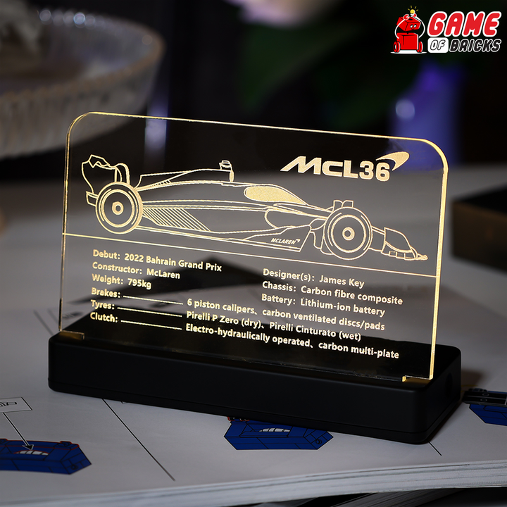 LED Nameplate for LEGO McLaren Formula 1 Race Car 42141