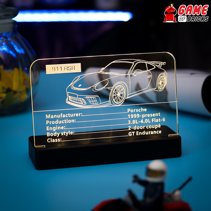LED Nameplate for LEGO Porsche 911 RSR 42096